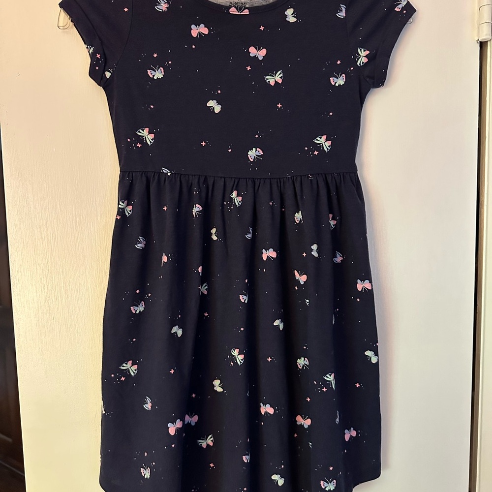 Jumping Beans Navy Blue Dress with Sparkly Butterflies